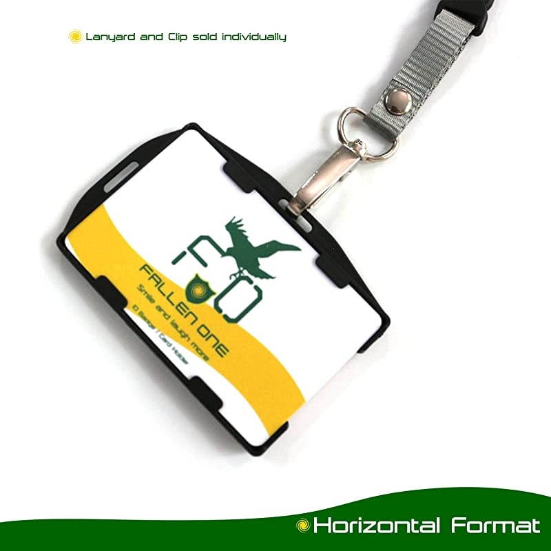 50 Pack Double Sided ID Badge Holders Hard Plastic Id Card Holder for Lanyard, Horizontal and Vertical Dual-Use, Hold 2 ID Cards