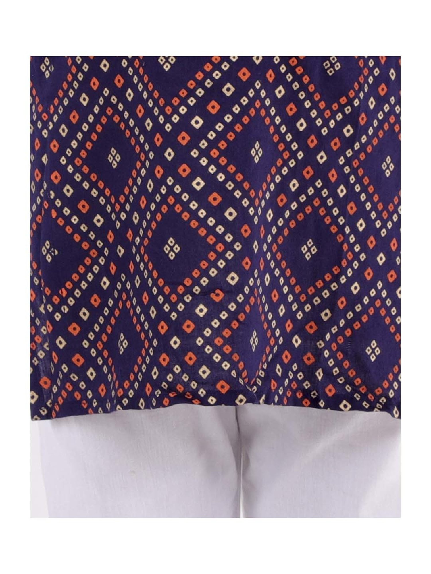 Ahhaaaa Kids Navy & White Cotton Printed Kurta Set