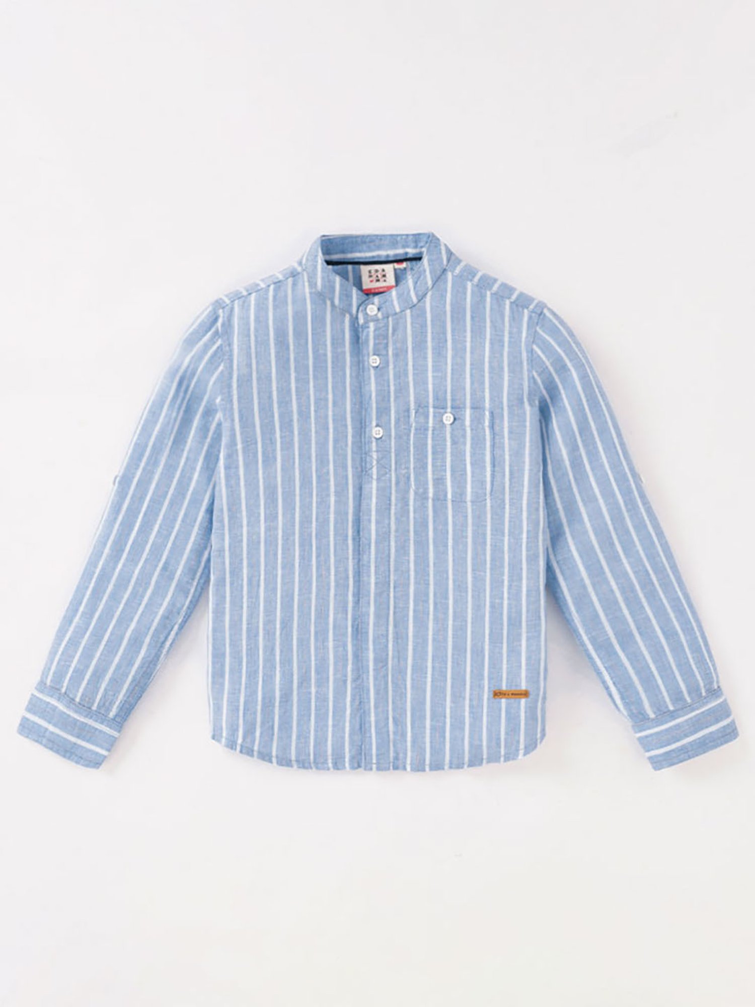 Ed-a-Mamma Kids Blue Striped Full Sleeves Shirt
