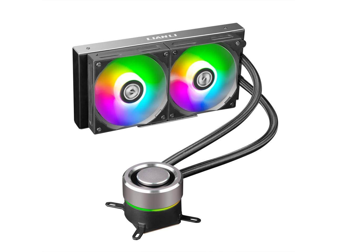 LIAN LI GALAHAD AIO240 RGB BLACK, Dual 120mm Addressable RGB Fans AIO CPU Liquid Cooler