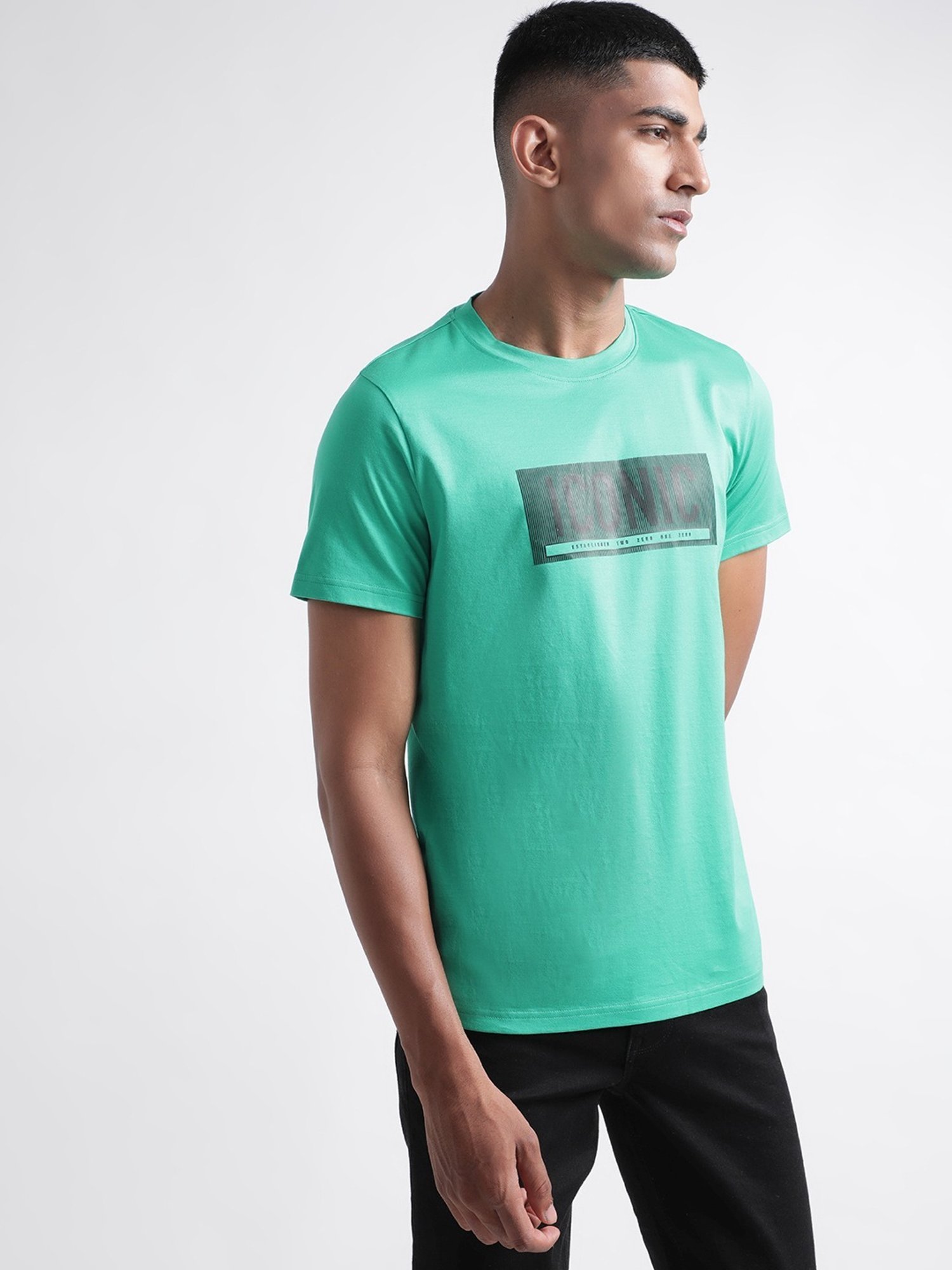 Iconic Men Printed Regular Fit Cotton T-shirt