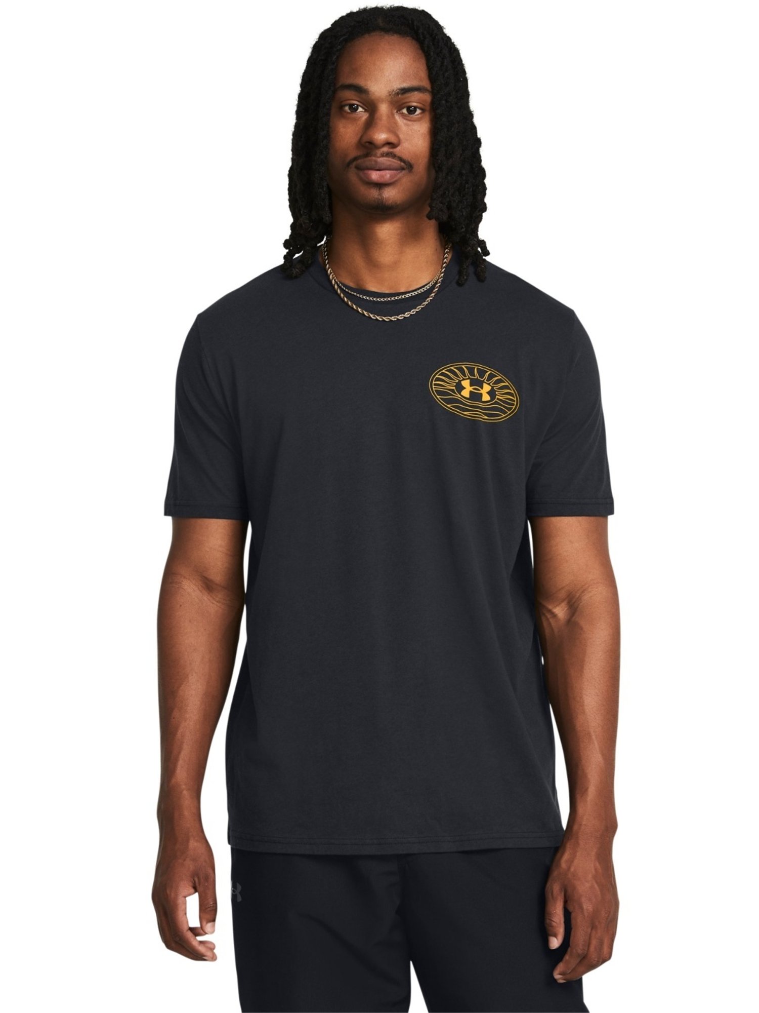 Under Armour Black Cotton Slim Fit Printed T-Shirt