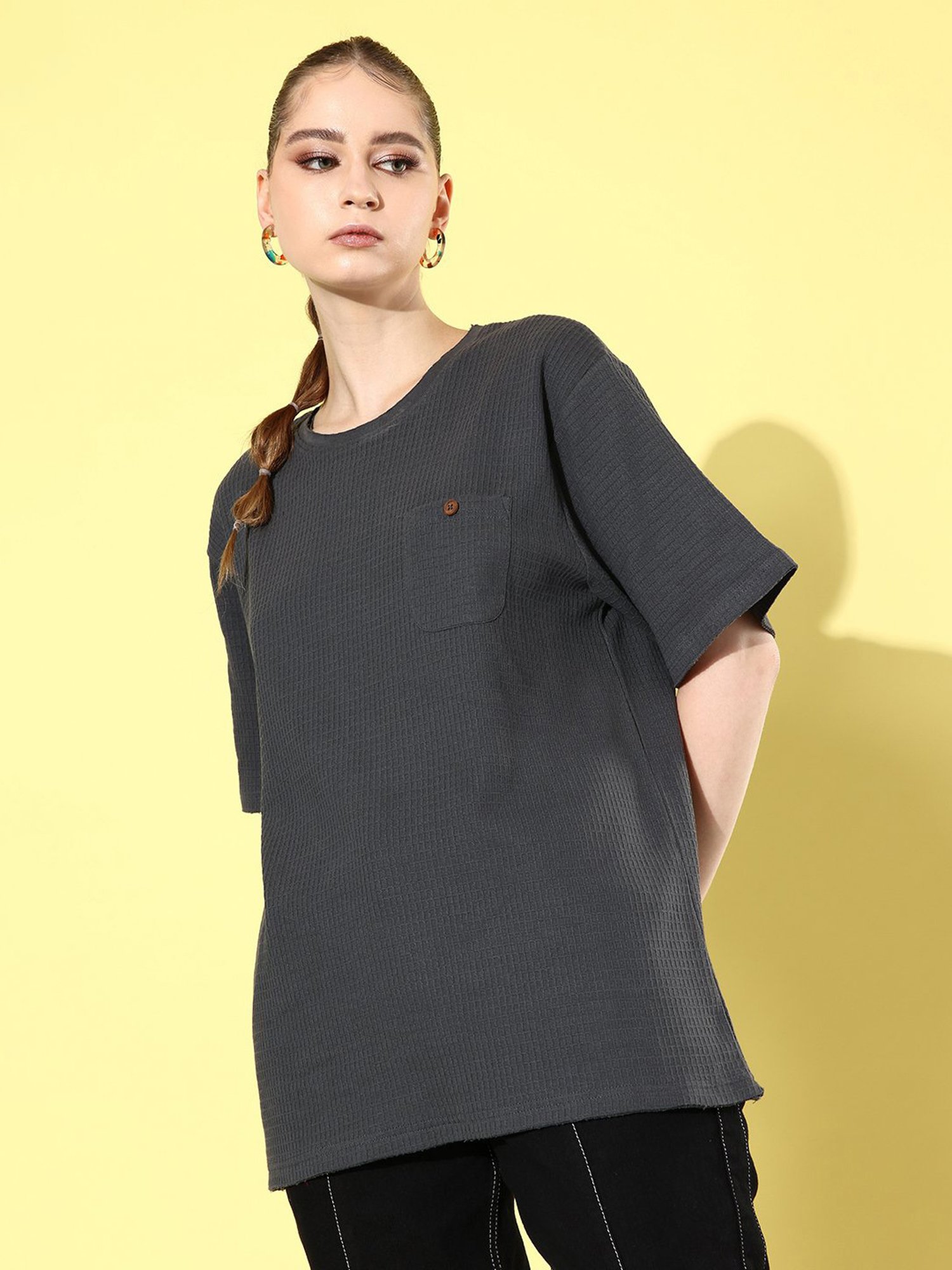 Dillinger Dark Grey Cotton Oversized T-Shirt