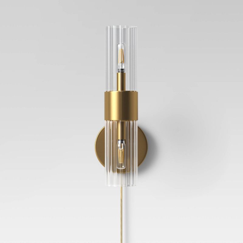 Ribbed Glass Sconce Lamp Brass  - Project 62™