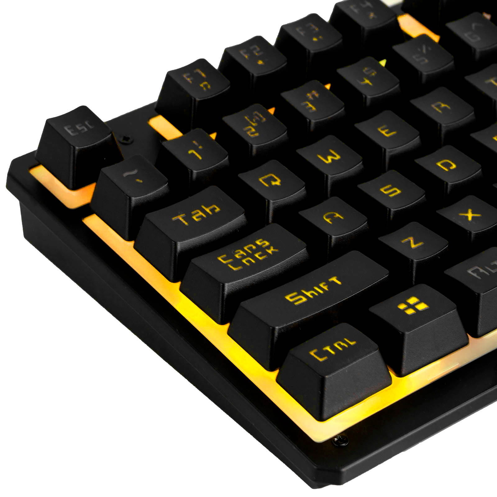 USB Wired Gaming Keyboard Yellow LED Backlight Keycaps