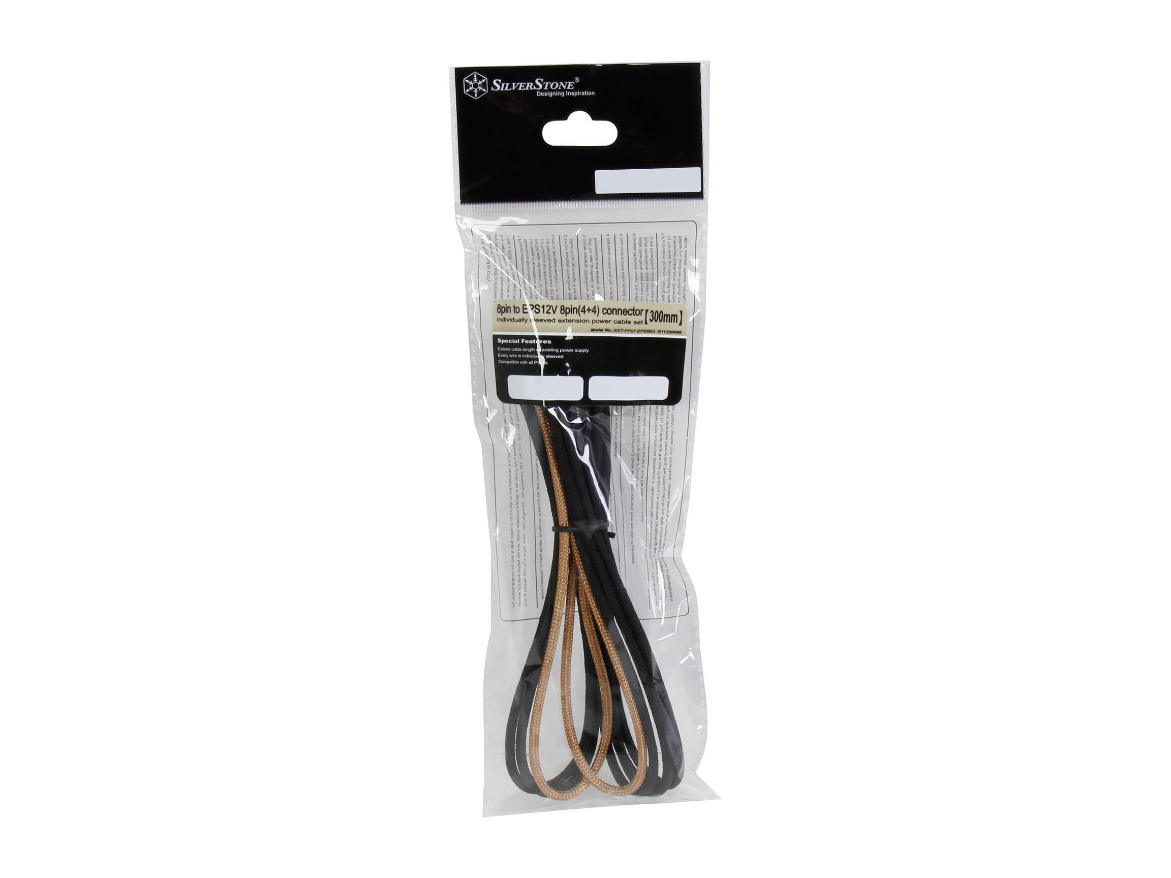 Silverstone PP07-EPS8W Sleeved Extension Power Supply Cable, 1 x 8pin to EPS12V 8pin(4+4) Connector