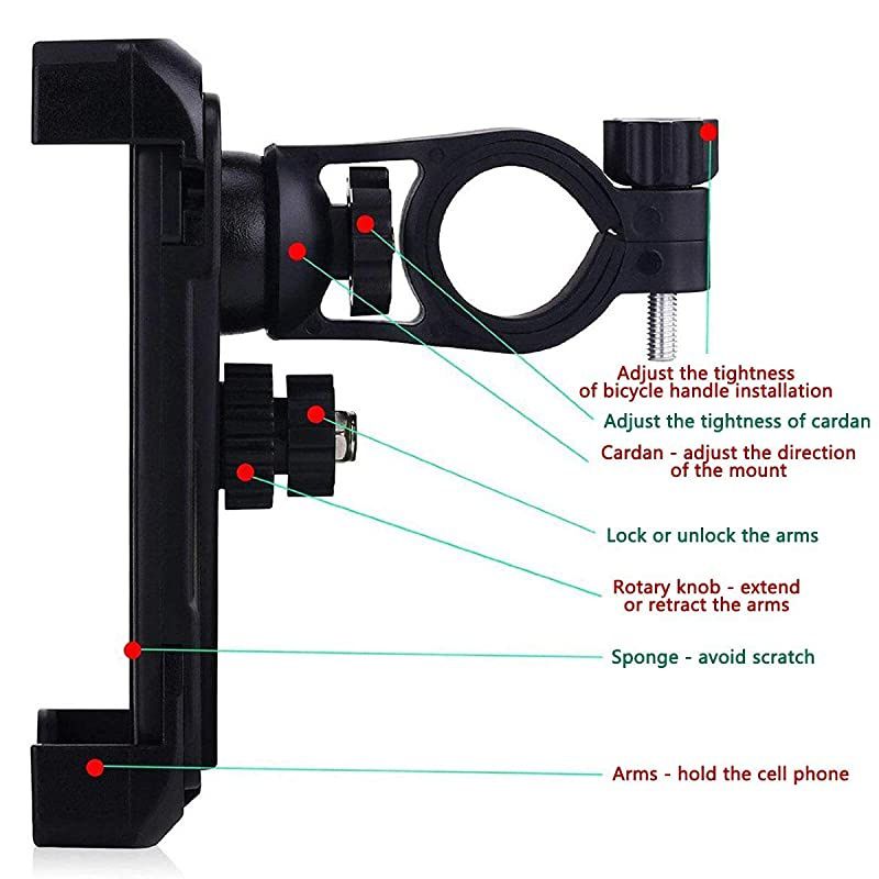 Bike Phone Mount 360&deg;Rotation,Universal Motorcycle Handlebar Mount Bicycle Phone Holder for iPhone 12,12 Pro Max,11,11 Pro Max,S9,S10 and More 3.5"-6.8" Cellphone(Black)