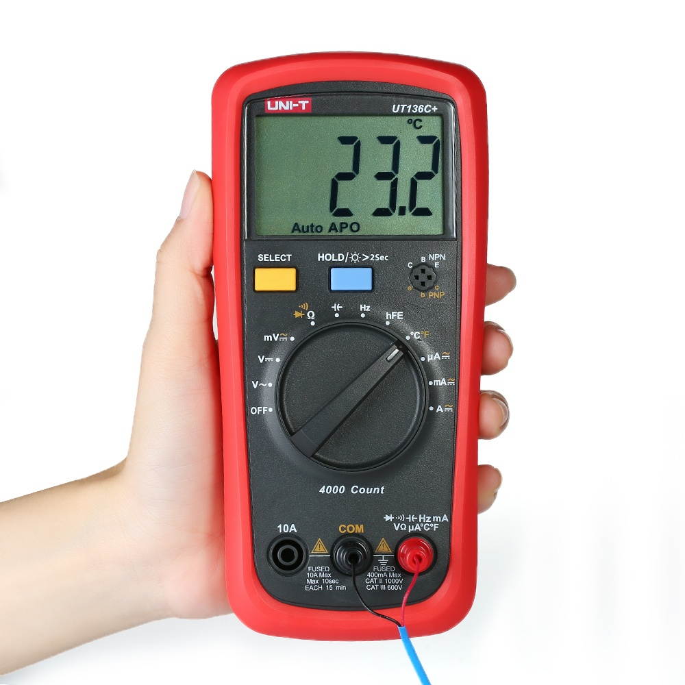 UNI-T UT136C+ LCD Digital Multimeter DC/AC Voltage Current Meter Capacitance Resistance Diode Tester Voltmeter Ammeter