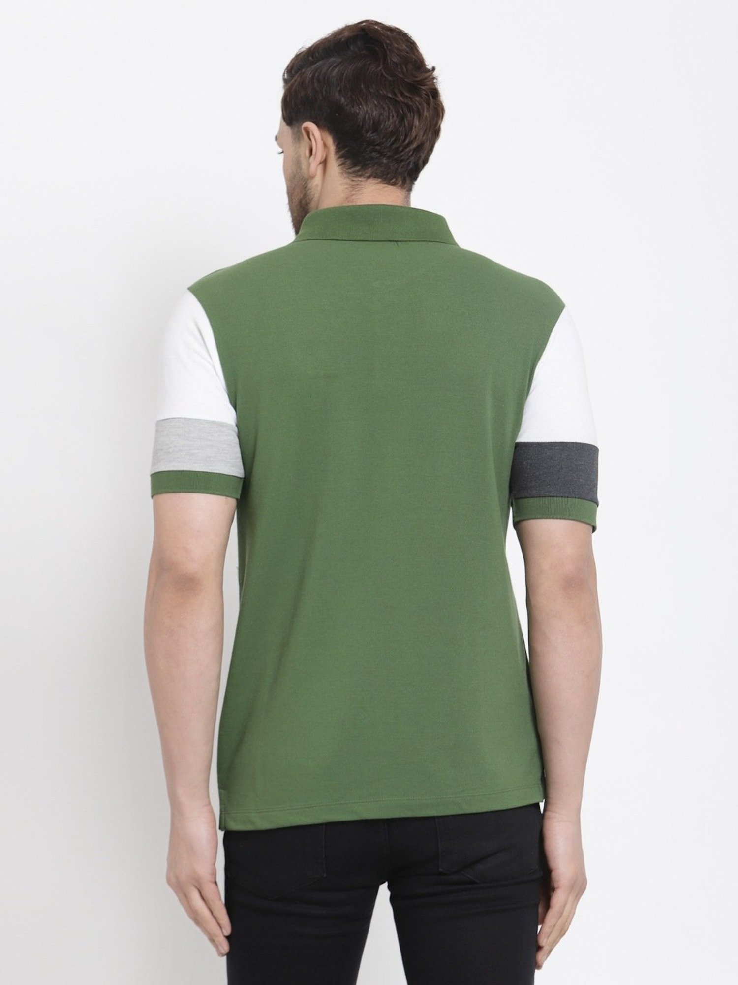 Kalt Multicolor Cotton Regular Fit Colour Block Polo T-Shirt