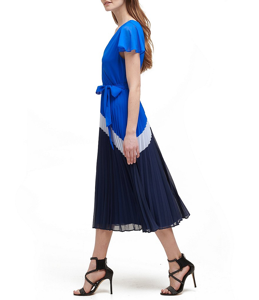 Vince Camuto Halter Bow Neck Sleeveless Midi Dress with Side Seam Pockets