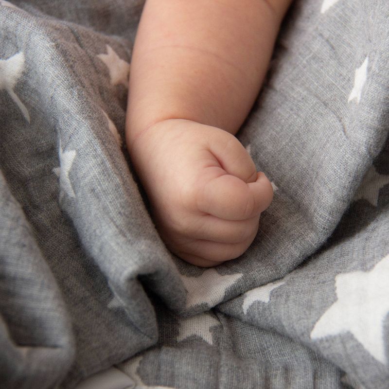 Living Textiles Baby Cotton Muslin Jacquard Blanket - Gray Star