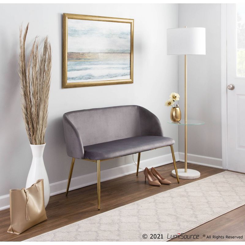 Chloe Contemporary Shelf Floor Lamp with Marble Base/Glass Shelf and Linen Shade White (Includes LED Light Bulb) - LumiSource