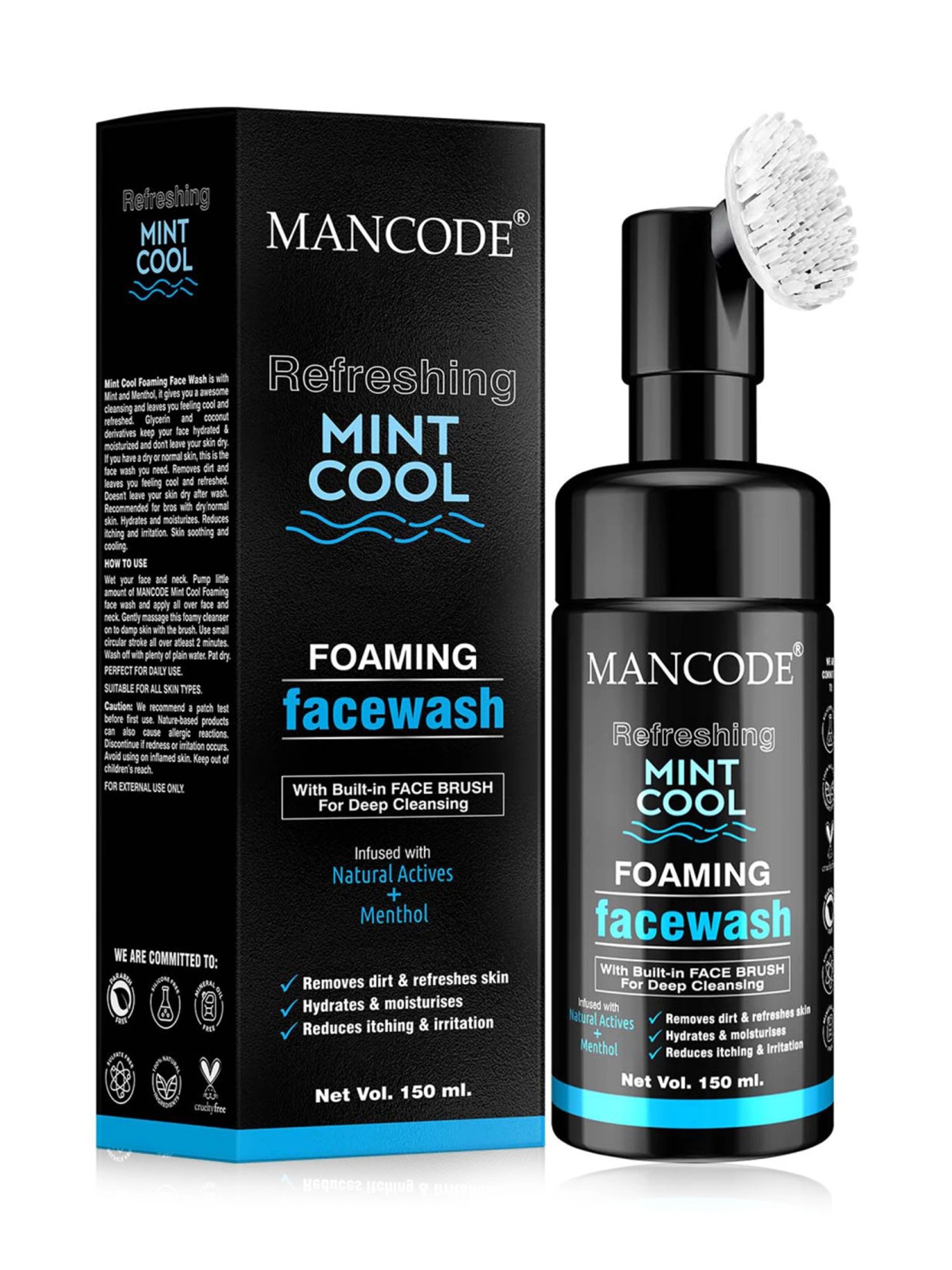 Mancode Detoxifying De Tan, Acne Control Tea Tree & Mint Cool Foaming Facewash (pack of 3)