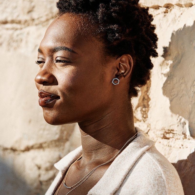 Sanctuary Project Geo Hexagon Stud earrings Gold