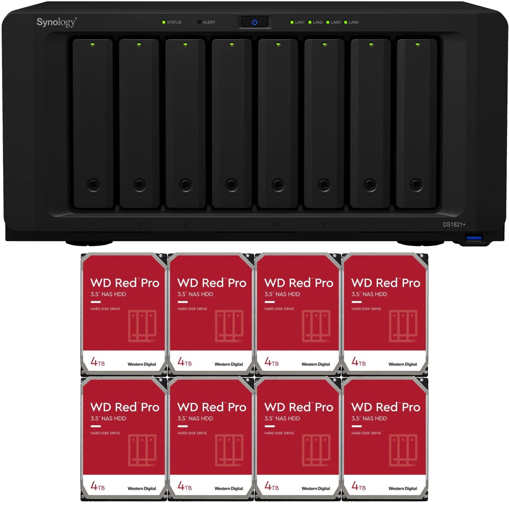 Synology DS1821+ DiskStation with 4GB RAM and 112TB (8 x 14TB) of Western Digital PRO NAS Drives Fully Assembled and Tested By CustomTechSales