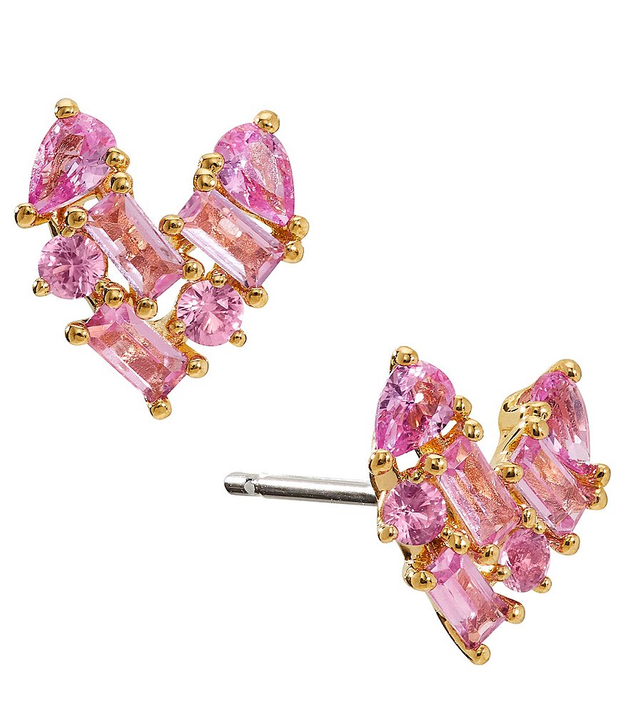 Nadri Cluster Heart Stud Earrings