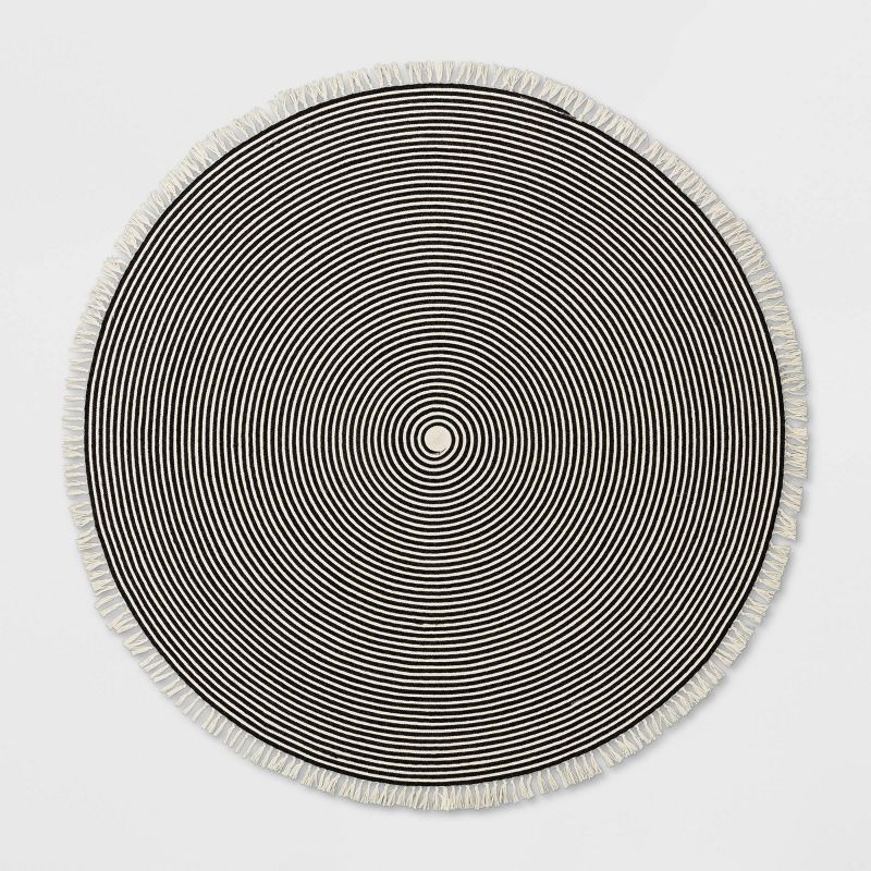 8' Round Retro Outdoor Rug Black - Opalhouse™