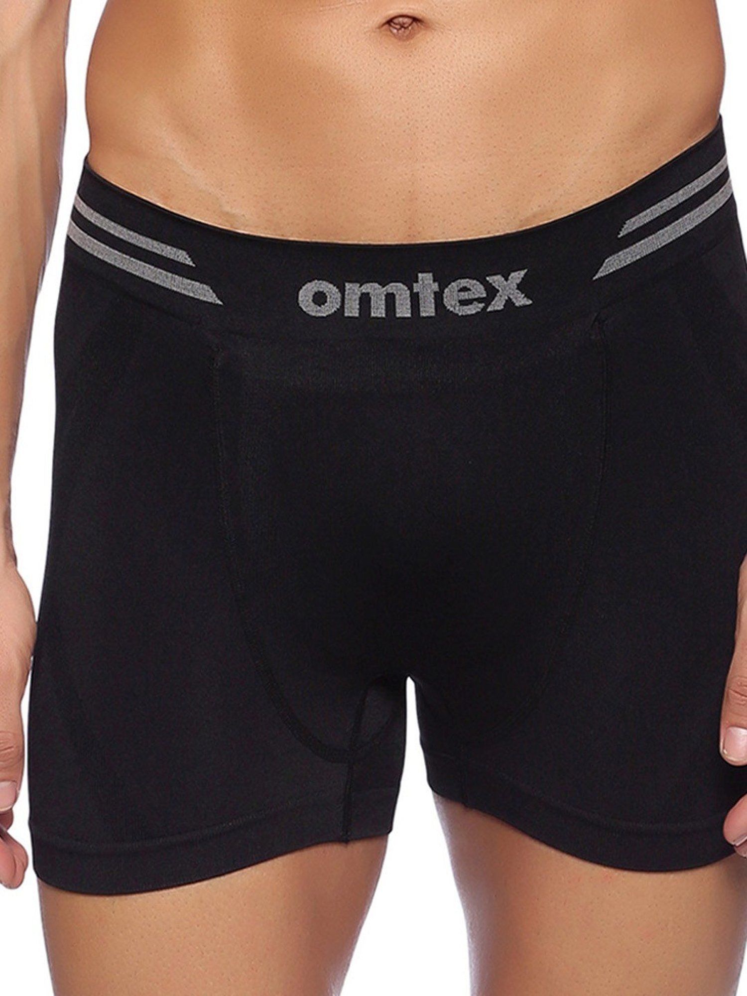 Omtex Men's Athletic Seamless Short Stretchable (Black) Size - S