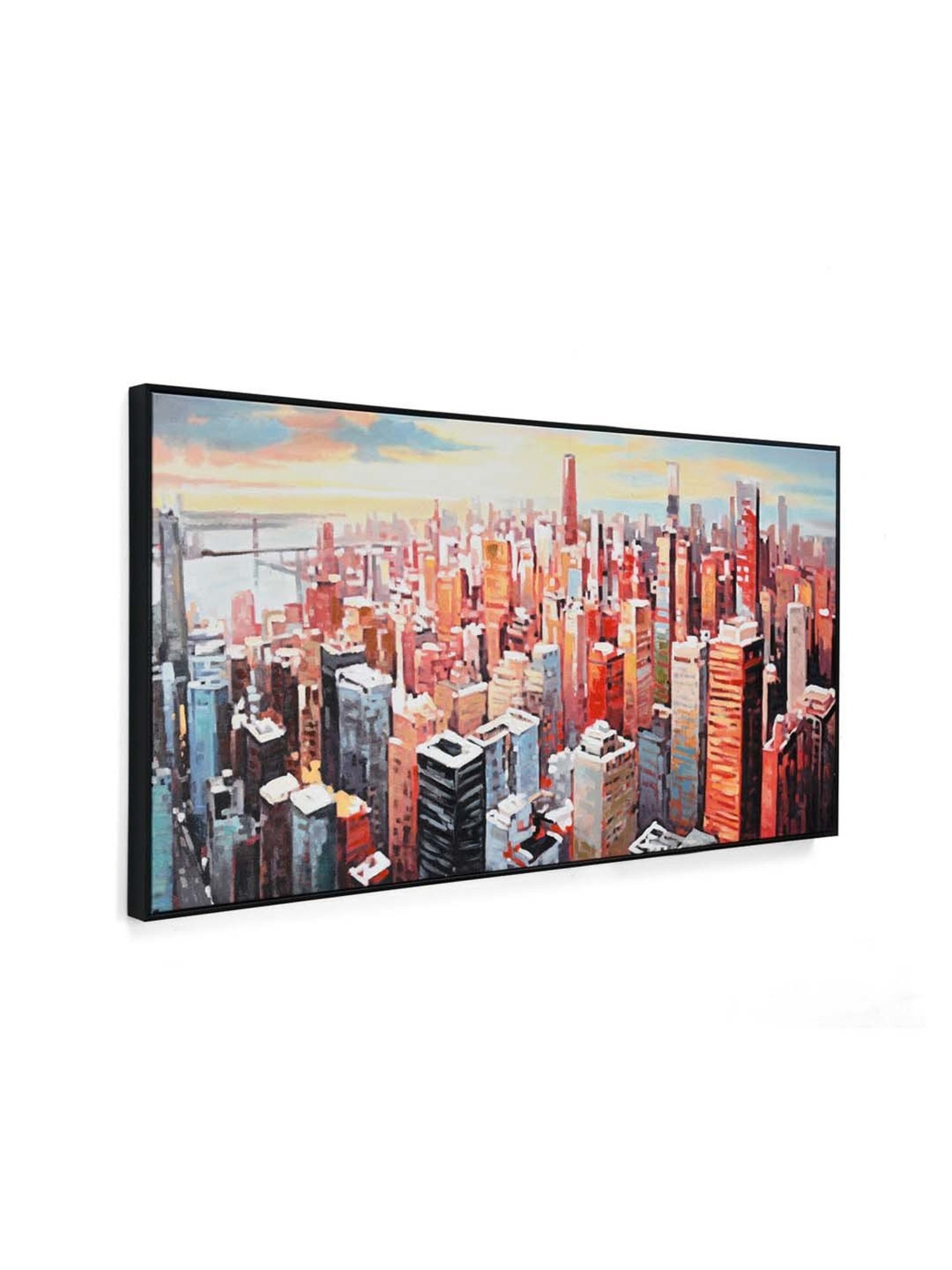 @home Red Canvas Cityscape Wall Painting