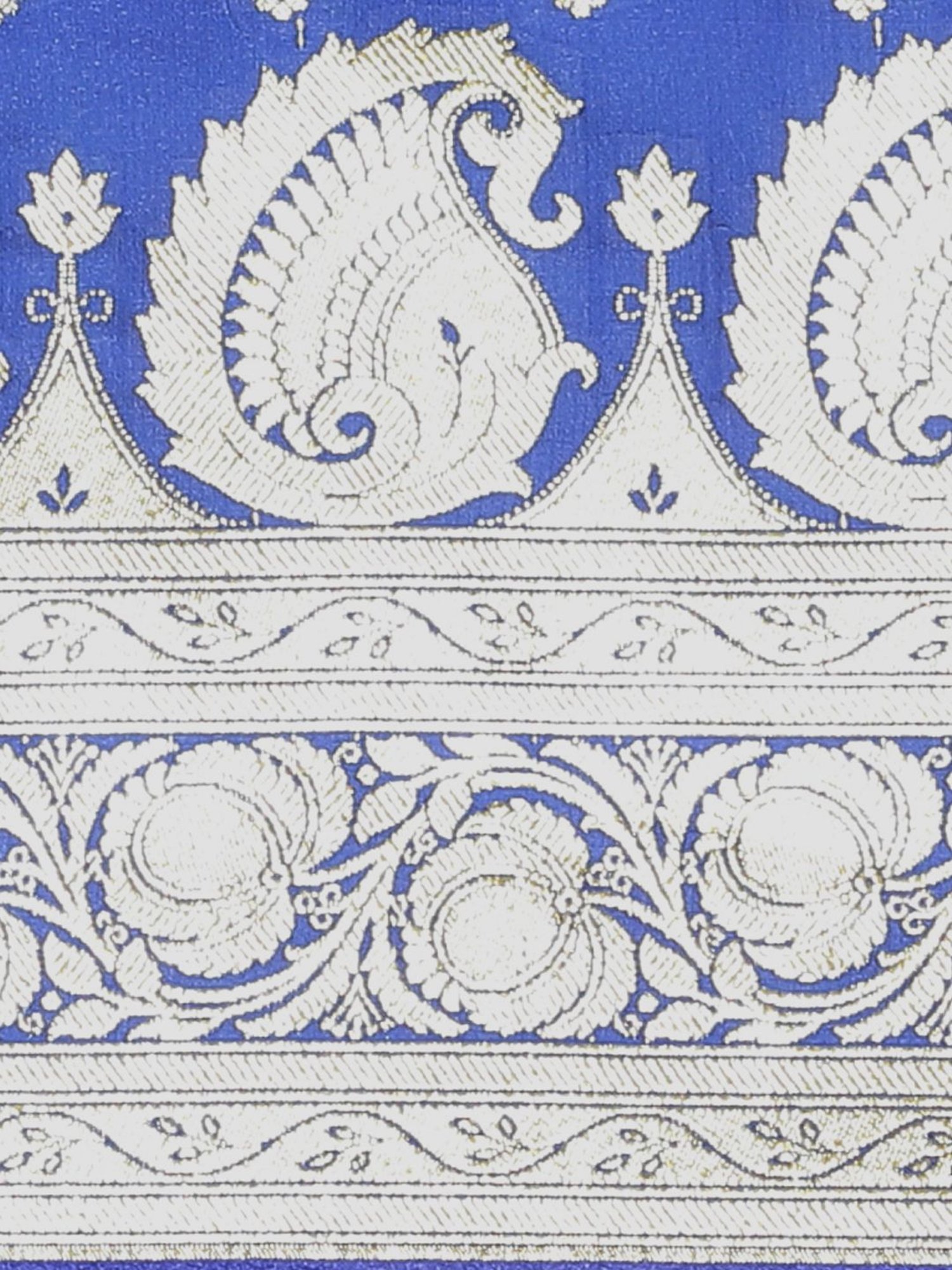 Banarasi Silk Works Blue Woven Saree With Unstitched Blouse