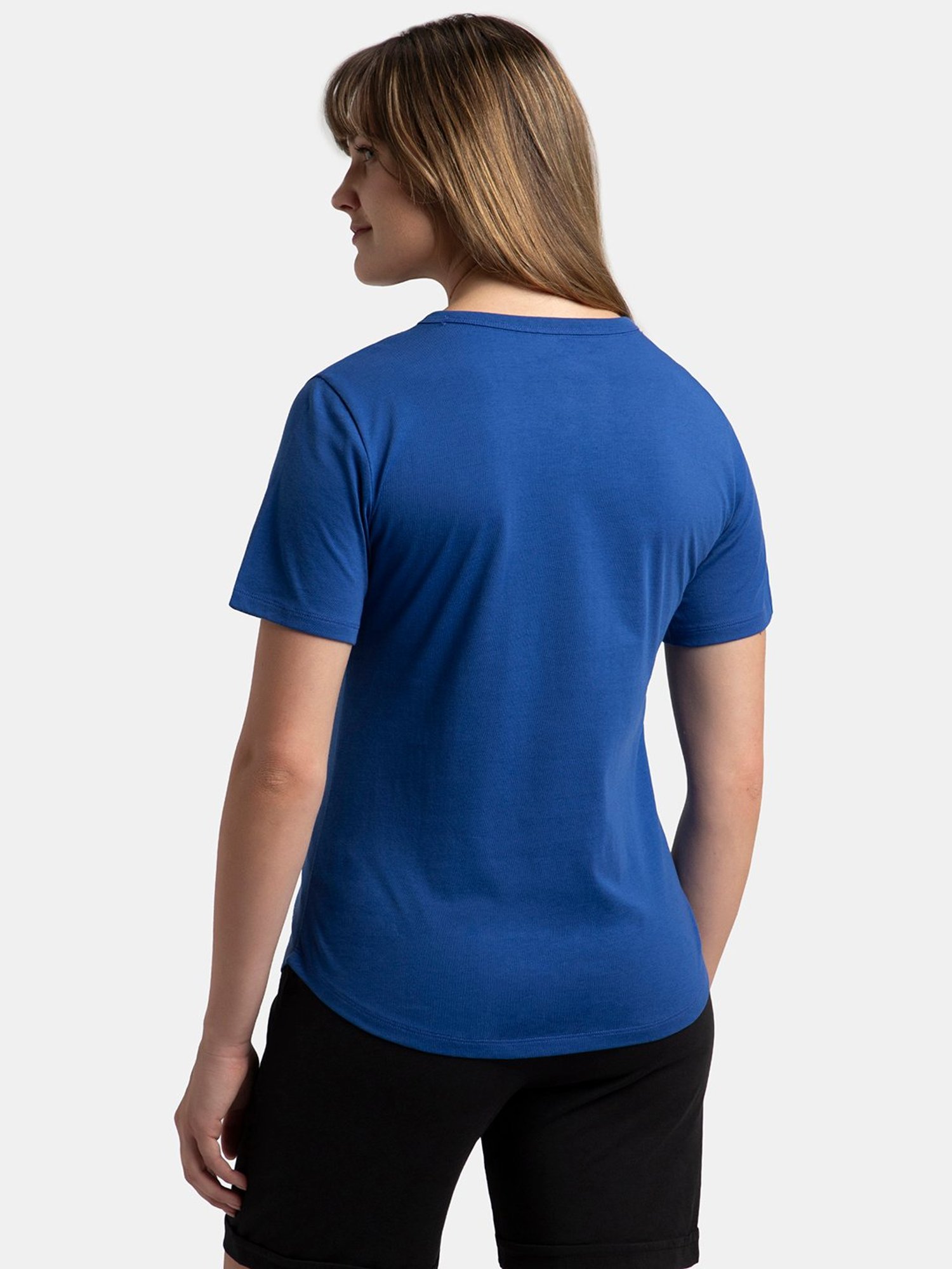 Jockey AW88 Women's Super Combed Cotton Rich Relaxed Fit Solid Curved Hem Styled Half Sleeve T-Shirt