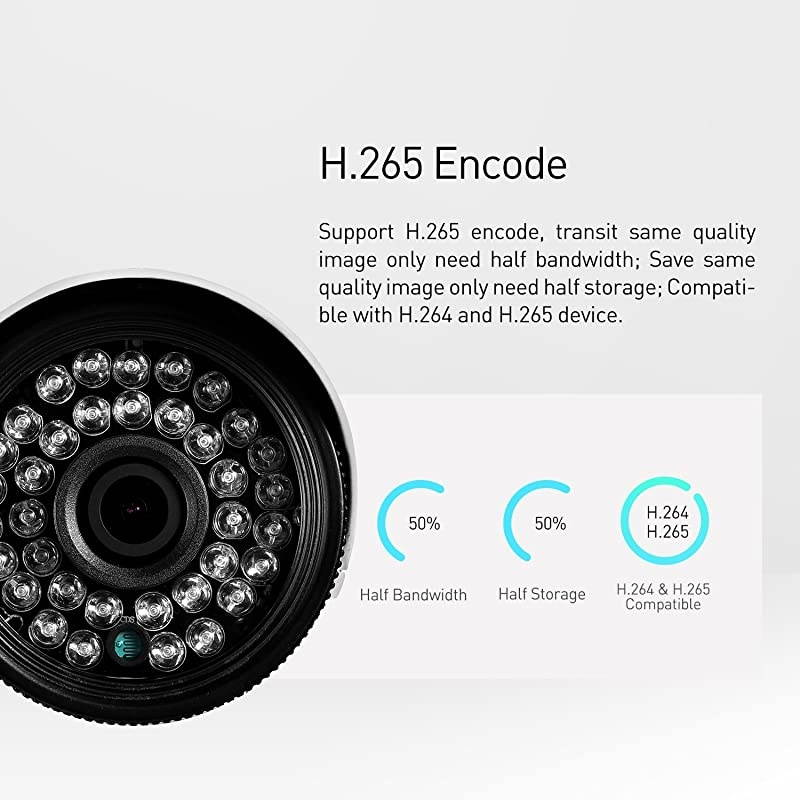 3MP Outdoor IP Security Camera, Waterproof Bullet 1080P Camera ONVIF P2P 36 IR LED Night Vision CCTV Video Surveillance H.265 H.264 (I6038 White)