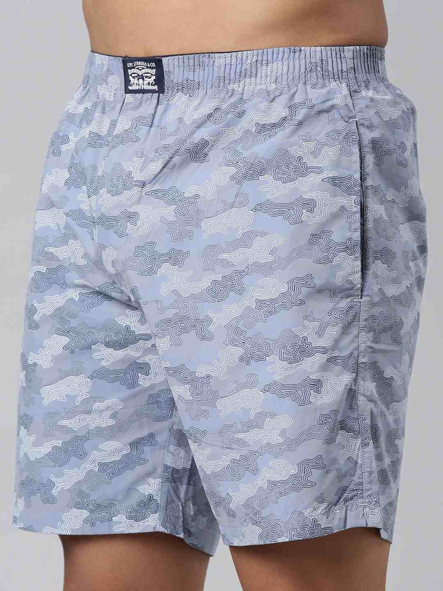 Levi'S Blue Pure Cotton Relaxed Fit Printed Shorts