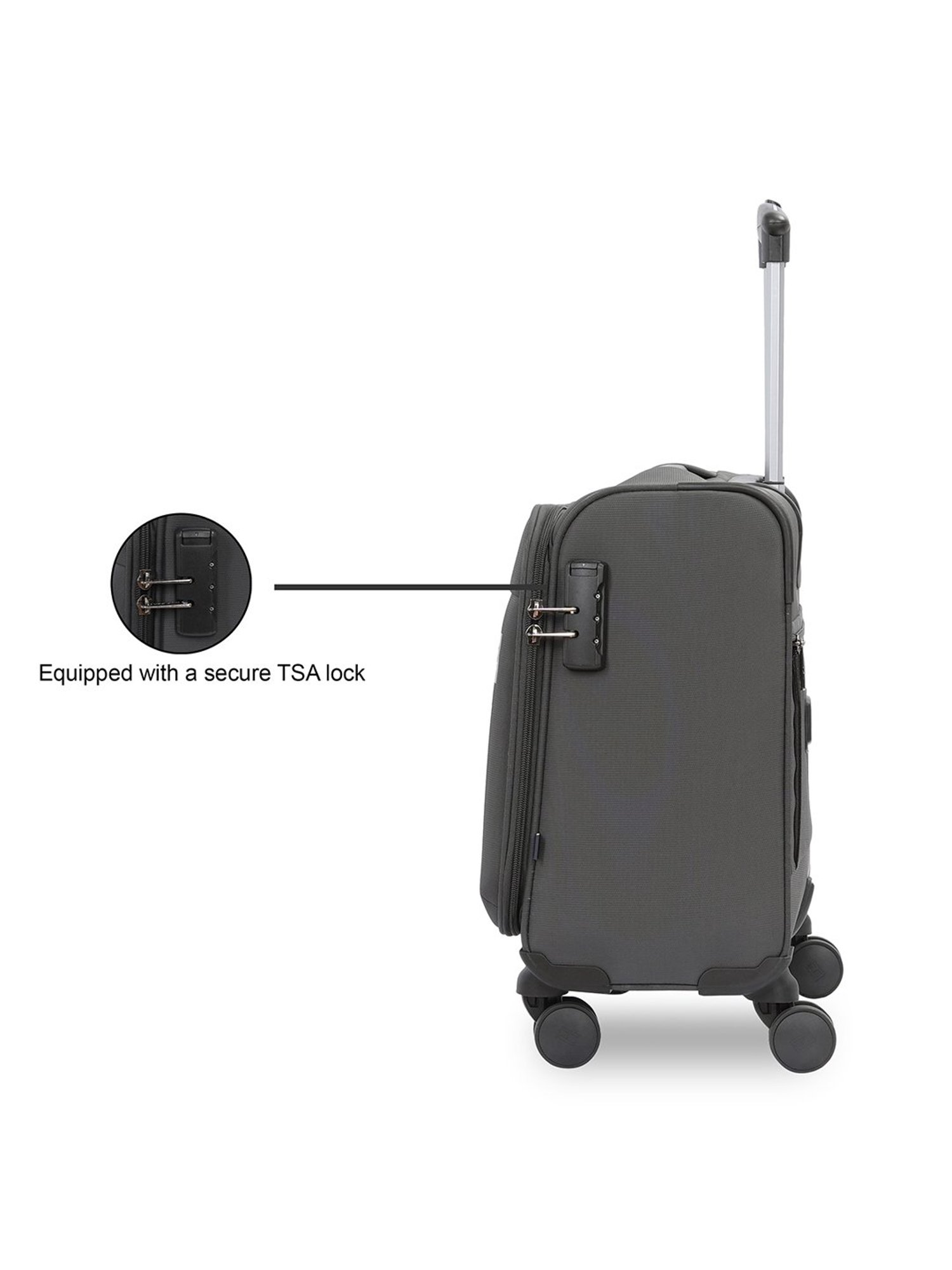 TOMMY HILFIGER Illinois Grey 8 Wheels Small Soft Cabin Trolley Bag 44 cm