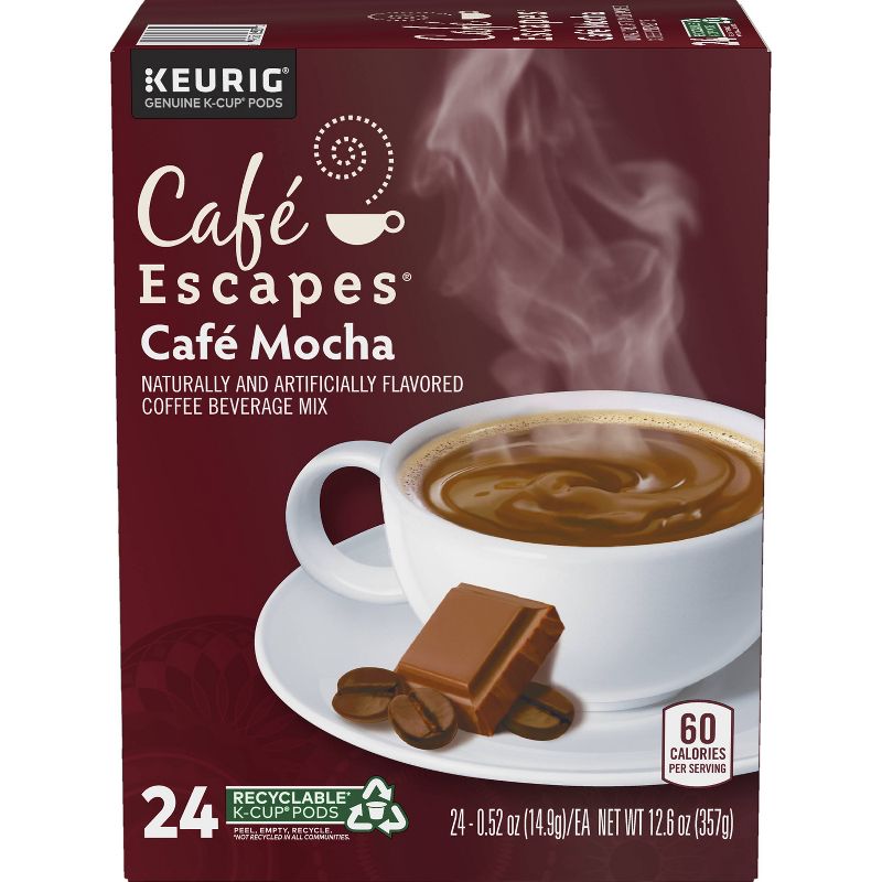 24ct Café Escapes Café Mocha Keurig K-Cup Coffee Pods Flavored Coffee Dark Roast
