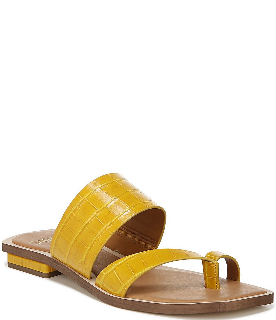 Sarto by Franco Sarto Ediana Croco Print Leather Toe Ring Square Toe Sandals