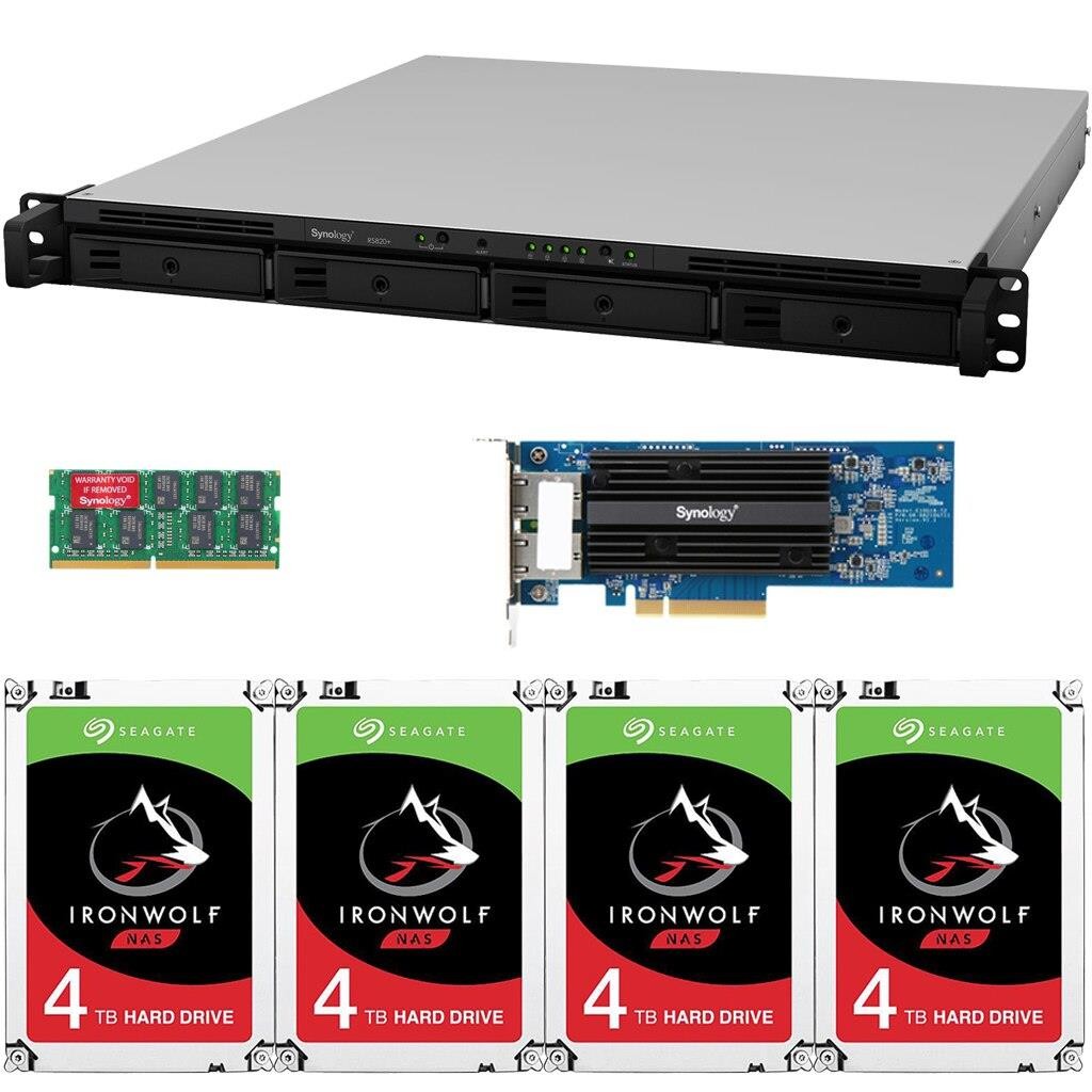 Synology RS820+ 4-Bay RackStation NAS with Synology 10Gb Adapter 18GB RAM 32TB (4x8TB) of Seagate Ironwolf NAS Drives Fully Assembled Tested By CustomTechSales