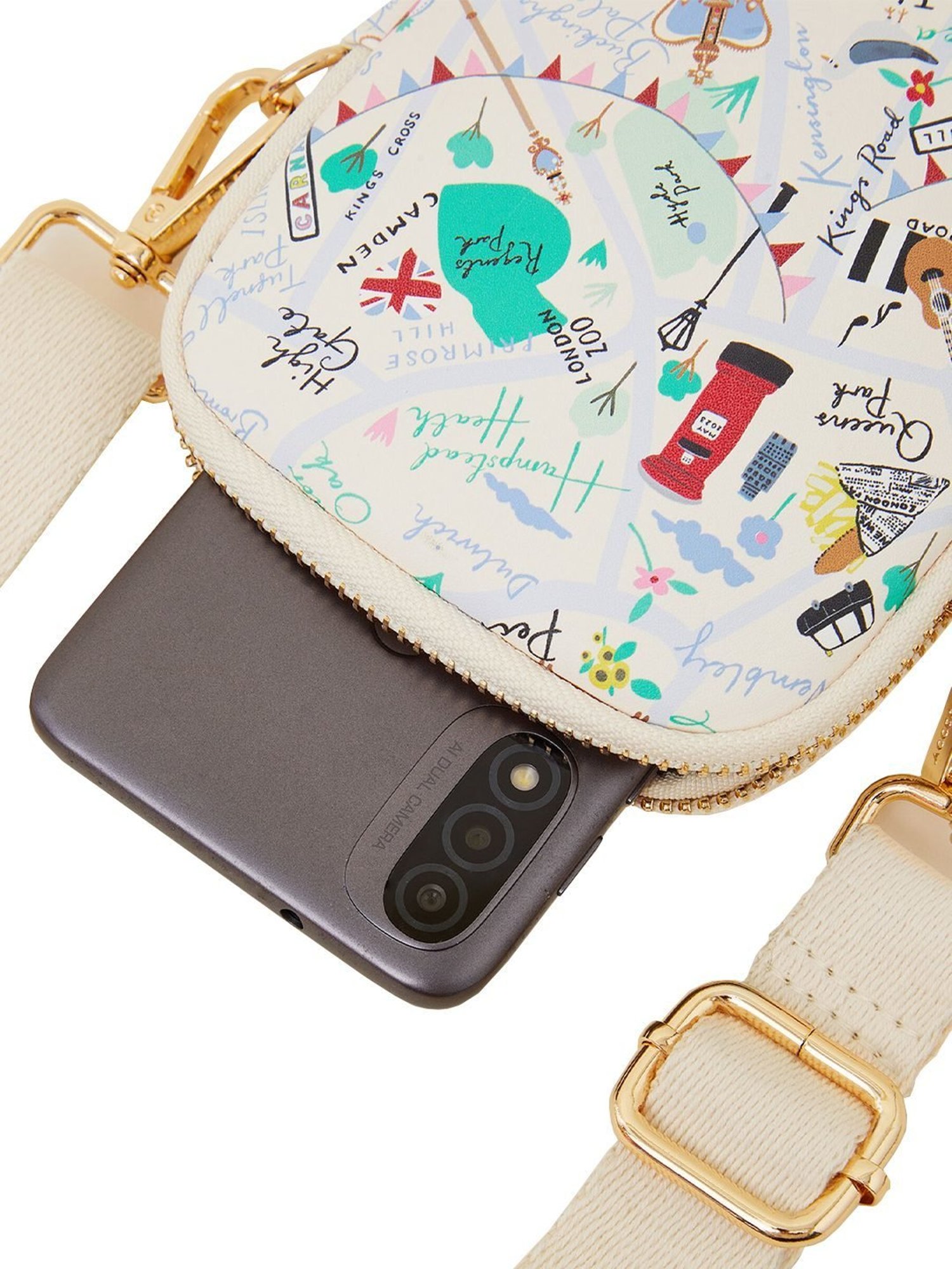 Accessorize London Beige Printed Mobile Pouch
