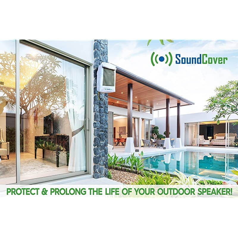 White Heavy Weight Waterproof UV Protection Speaker Covers for Outdoor Speakers with Sound Flap fits Definitive Technology AW 6500 Klipsch AW650 Polk Audio 8 Pyle PDWR64BTBW Speakers