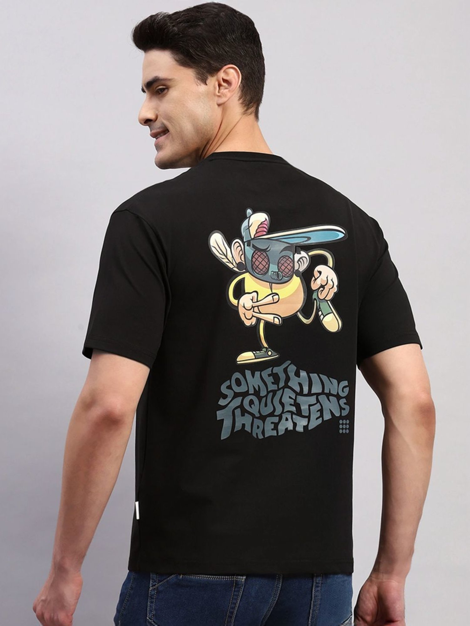 Rock.It Black Regular Fit Printed T-Shirt