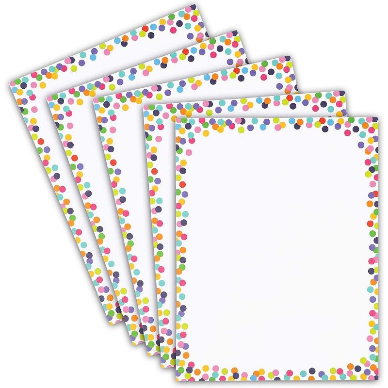 Pipilo Press 96-Sheet Colorful Confetti Dots Stationery Paper for Invitations & Messages, Letter Size, 8.5x11 inches