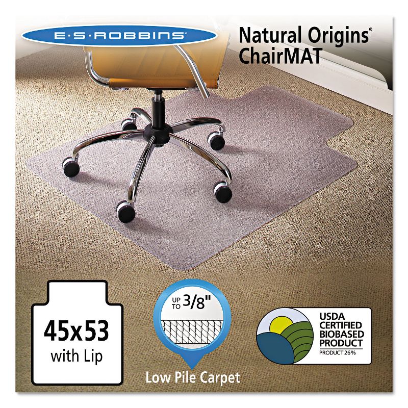 3'9"x4'5" Rectangle Solid Office Chair Mat Clear - ES Robbins