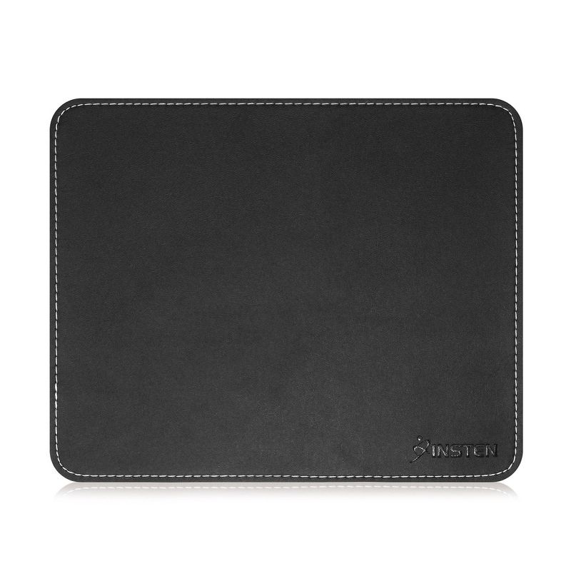 Insten Black Leather Mouse Pad with Anti-Slip Rubber Base & Waterproof Coating & Elegant Stitched Edges