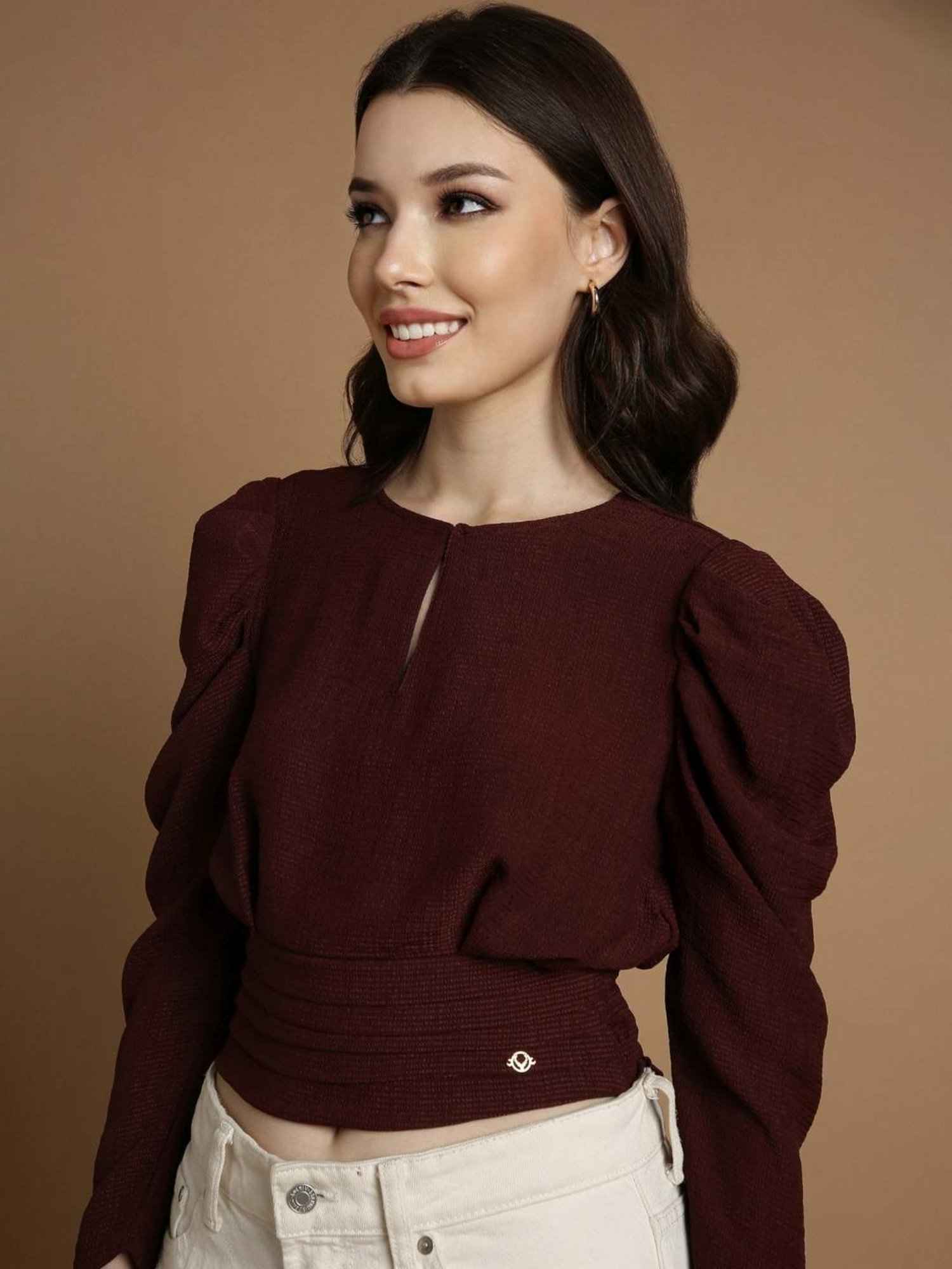 Allen Solly Maroon Textured Pattern Top