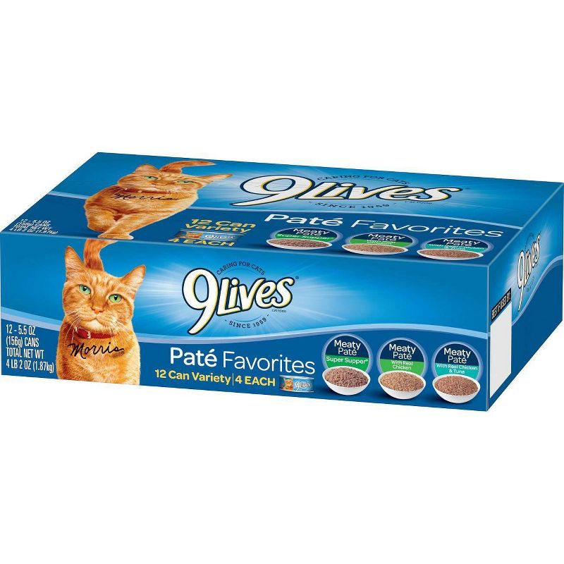 9Lives Paté Favorites Chicken & Tuna Wet Cat Food - 5.5oz/12ct Variety Pack