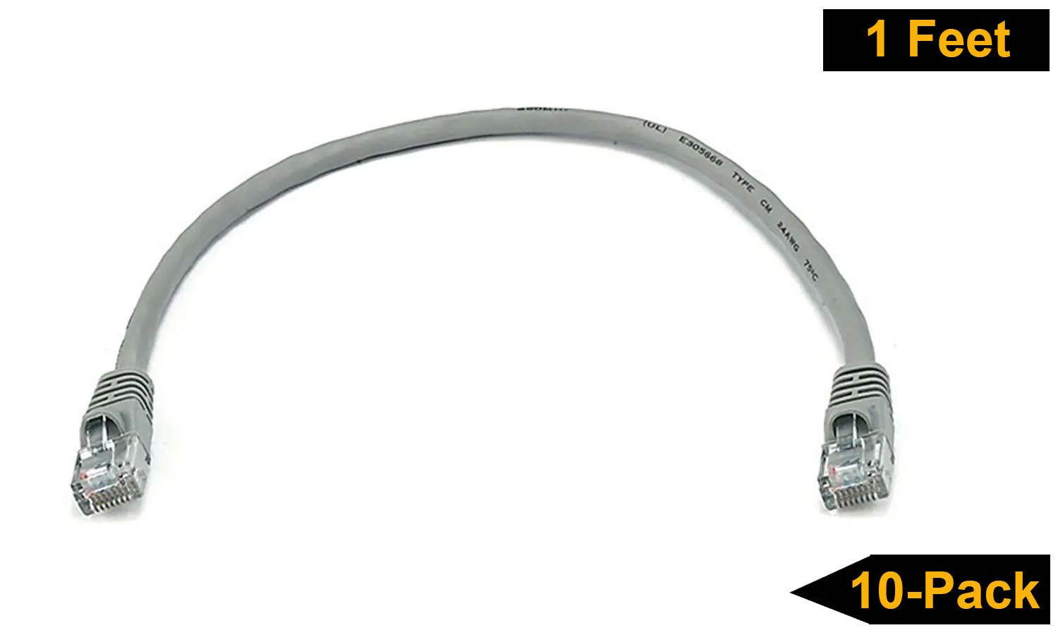 iMBAPrice 15' Cat5e Network Ethernet Patch Cable, 10 Pack, Gray (IMBA-CAT5-15GY-10PK)