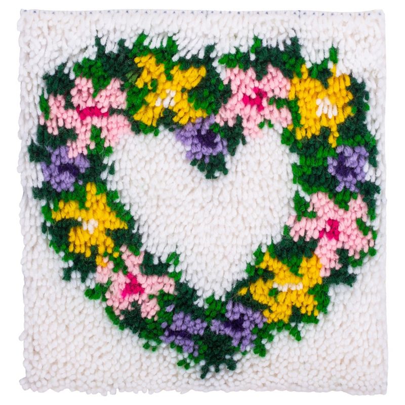 Wonderart Latch Hook Kit 12"X12"-Heart Wreath