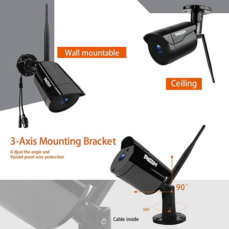 Wireless Security Camera System,  4CH 1080P WiFi NVR System with 4pcs 2.0MP IP Security Camera with 99ft Night Vision and Easy Remote View,P2P CCTV Camera System(No Hard Drive)