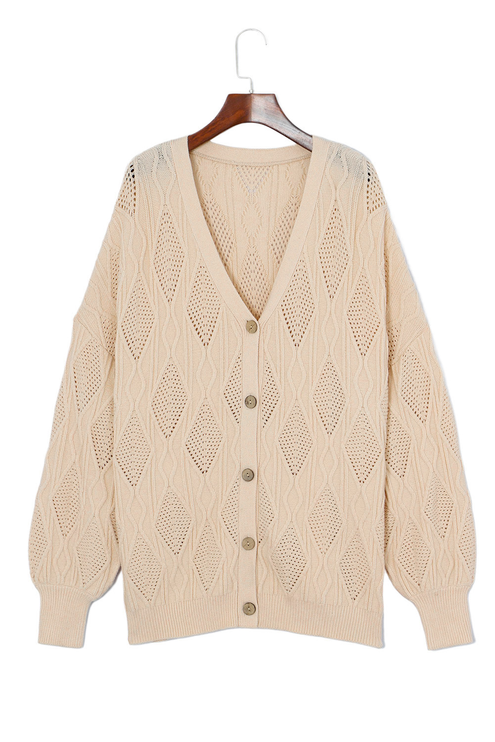 Khaki Star Pattern Drop Shoulder Sweater