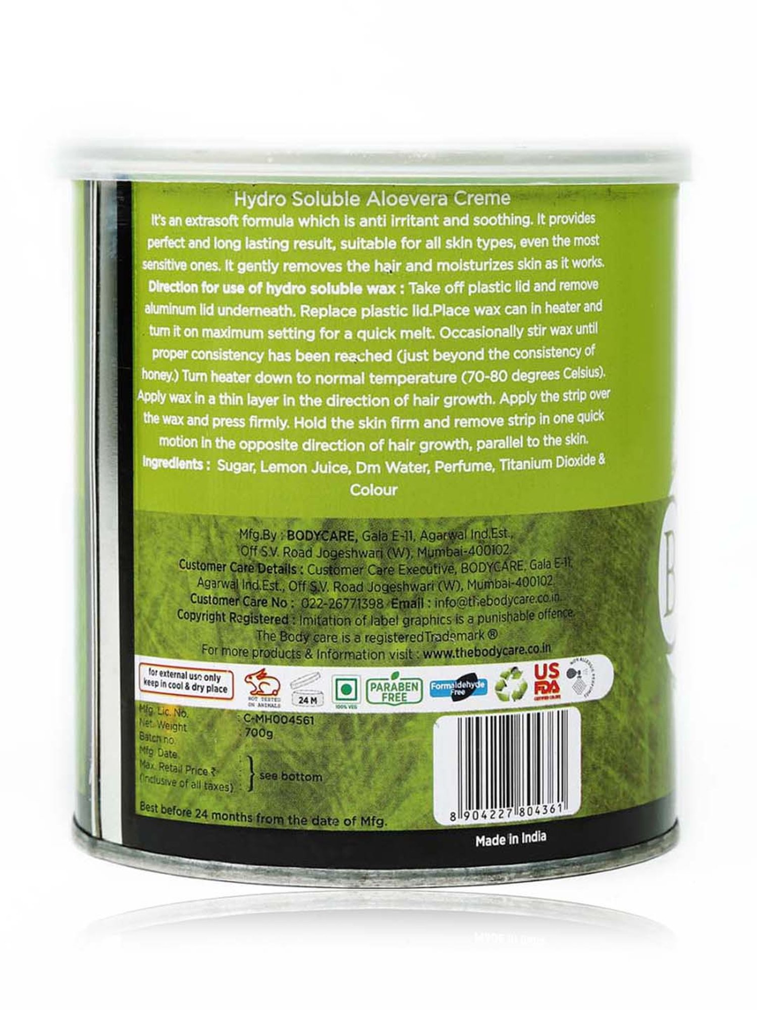 The Body Care Aloevera Hydrosoluble Wax - 700 gm