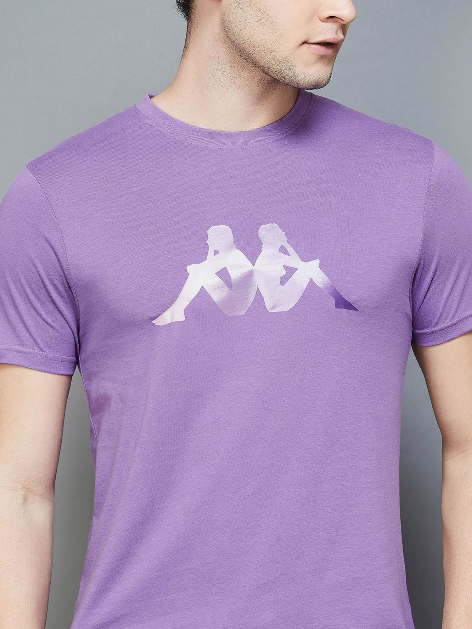 KAPPA Purple Cotton Regular Fit Printed T-Shirt