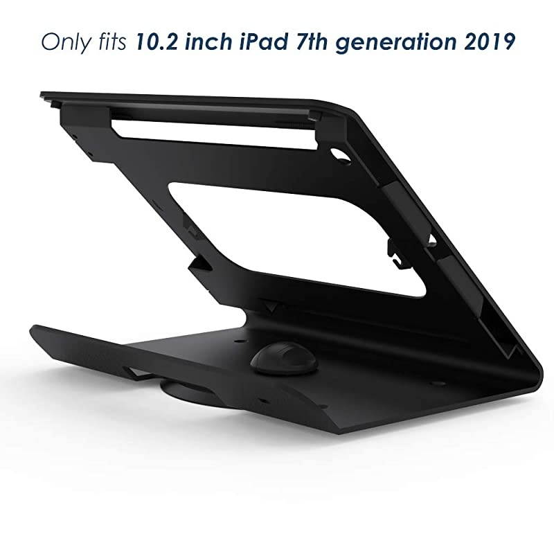 Tablet Stand for 10.2 inch iPad 7th/8th Generation, 360 Swivel Base, Anti Theft iPad Retail Stand, Metal, Black, BSC102BT