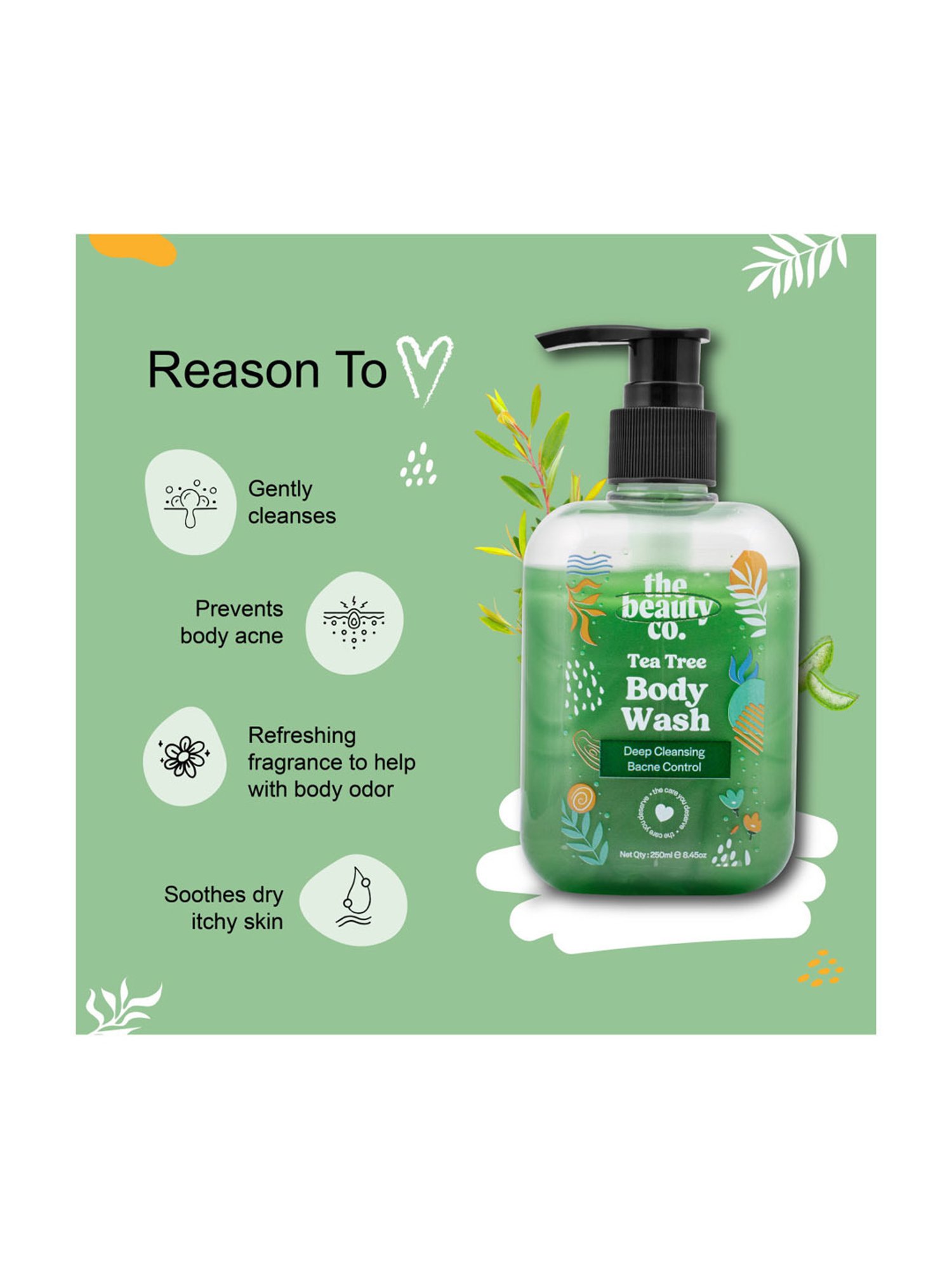 The Beauty Co. Tea Tree Body Wash with Aloever & Glycerin - 250 ml