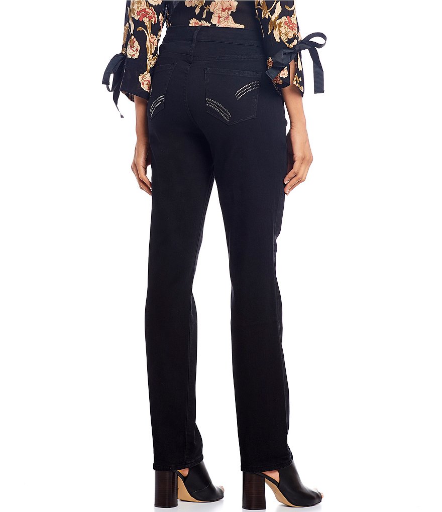 Code Bleu Petite Size Chelsea Straight Leg Novelty Back Pocket Details Jeans