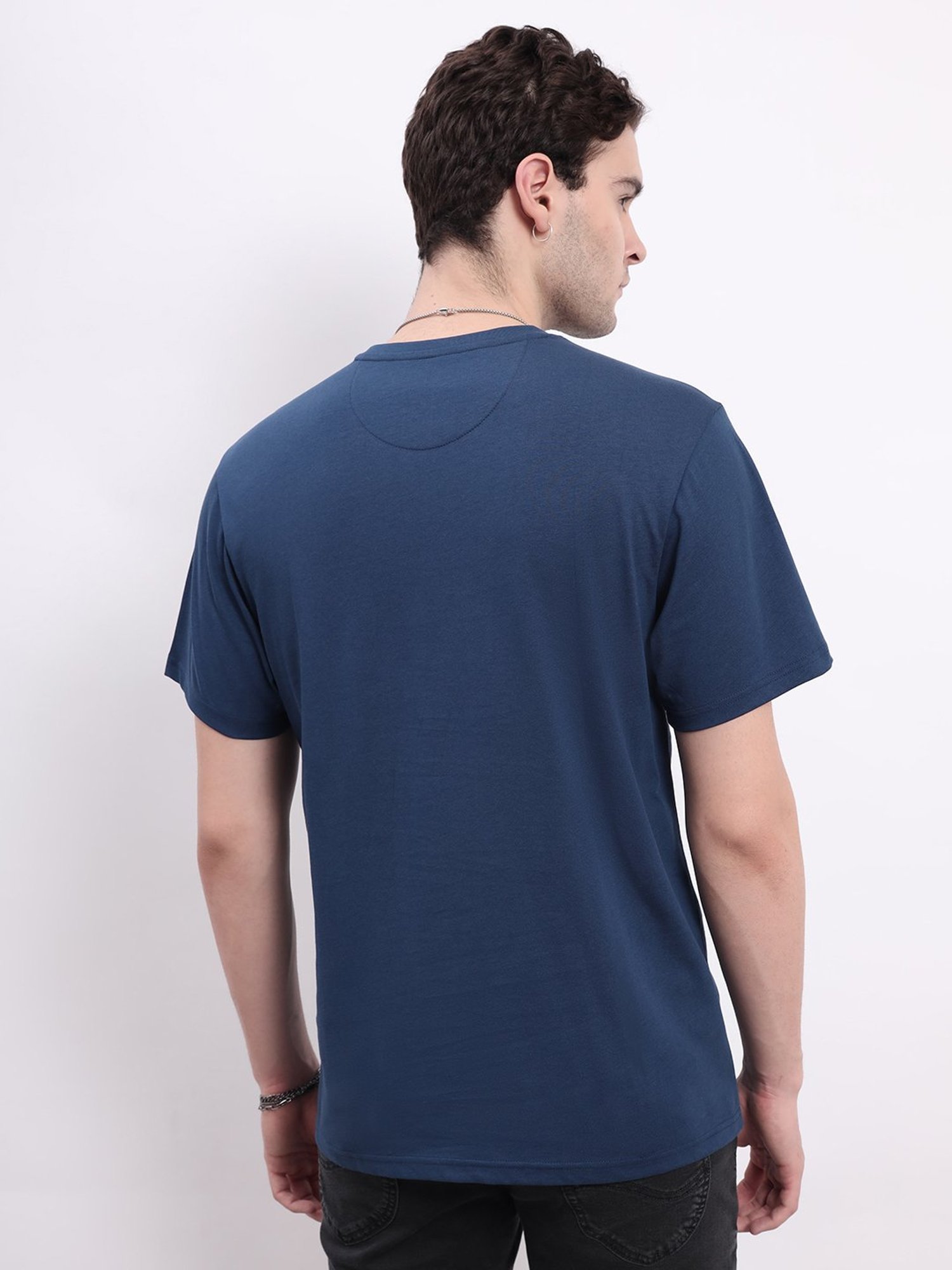 Lee Navy Comfort Fit Graphic Print Cotton Crew T-Shirt