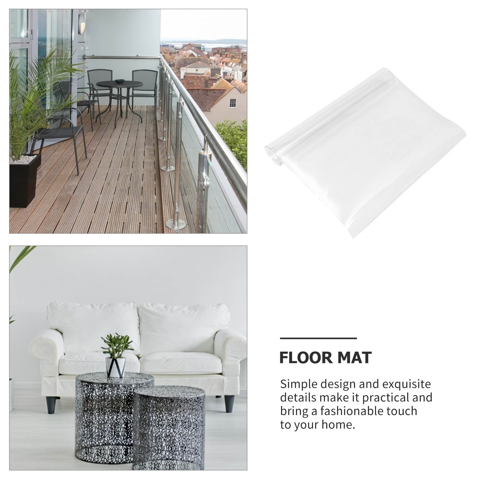 Transparent Floor Mat Practical Tea Table Ground Mat Floor Protective Mat